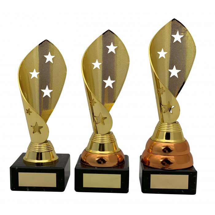 GYMNASTICS STAR TWIRL TROPHY - 3 SIZES AVAILABLE - COPPER & GOLD